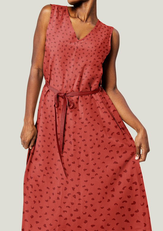 Dress featuring Gumnut speckle pattern design by Laura Hamzic - Orange Colourway