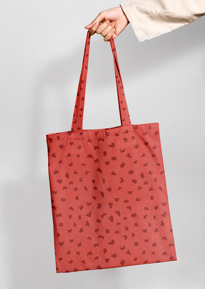 Shopping bag featuring Gumnut speckle pattern design by Laura Hamzic - Orange Colourway