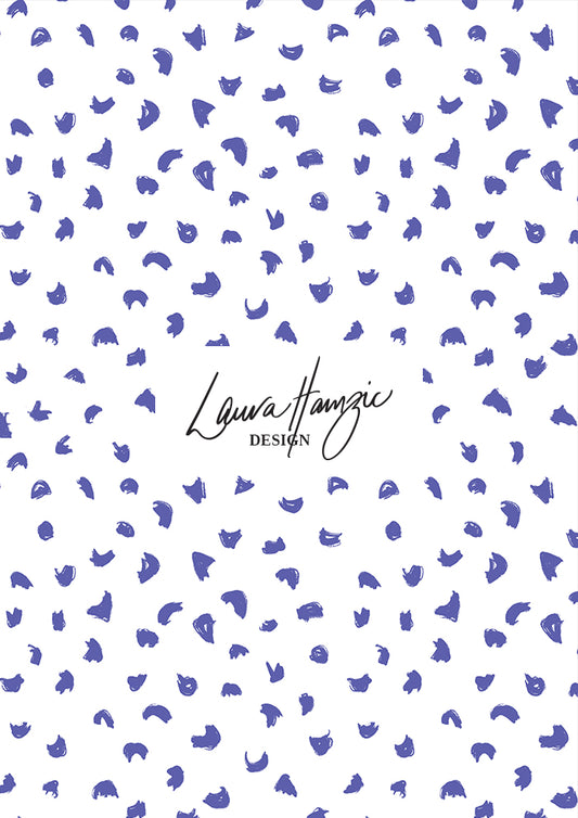 Gumnut speckle pattern design by Laura Hamzic - Blue on White Colourway