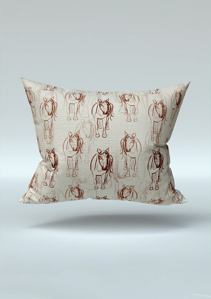 Cushion mockup showcasing the Horsing Around pattern by Laura Hamzic, Australian surface pattern designer