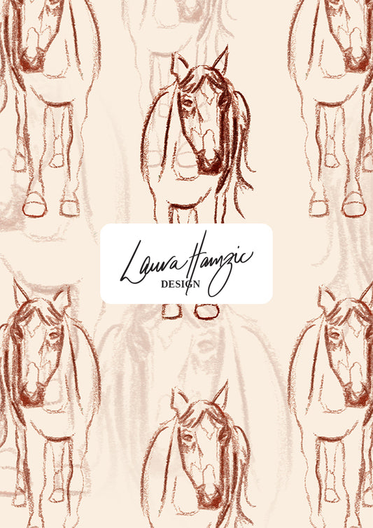 Large-scale Horsing Around pattern by Laura Hamzic, Australian surface pattern designer