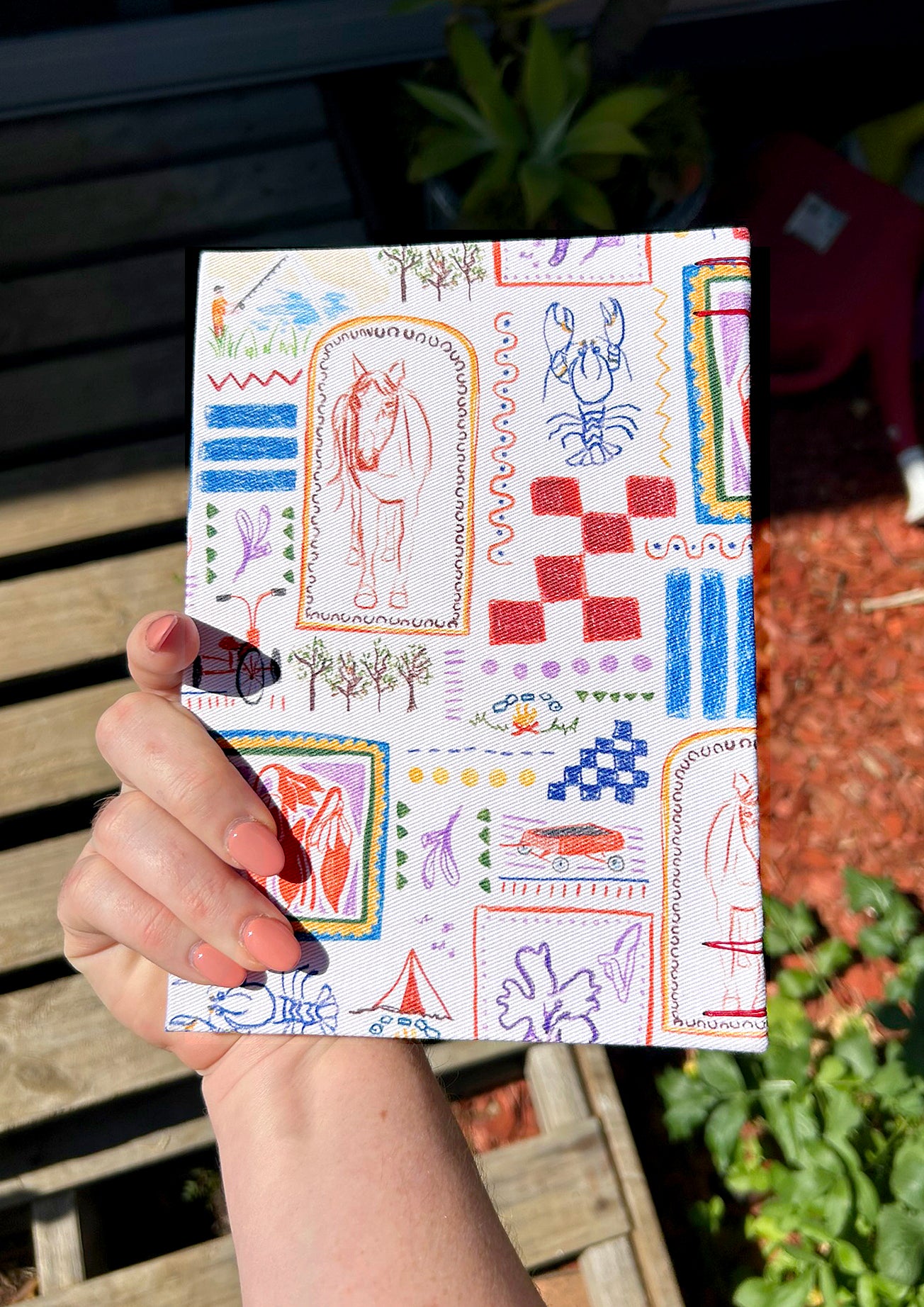 Hand-bound art journal with Homegrown Days cover by Australian artist Laura Hamzic