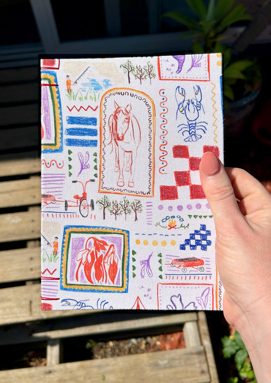 Hand-bound art journal with Homegrown Days cover by Australian artist Laura Hamzic