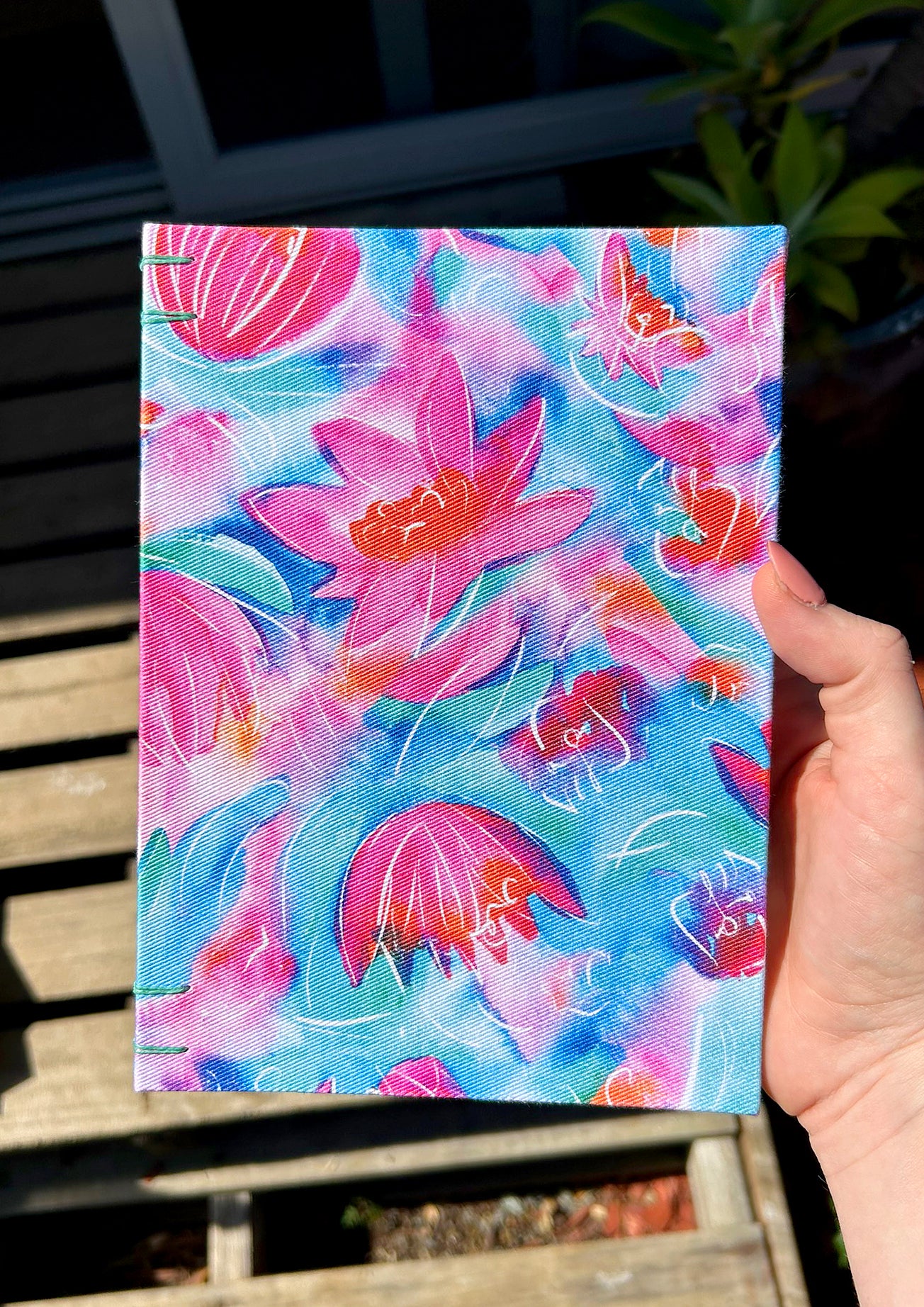 Hand-bound art journal with Lily Lover watercolour cover by Australian Artist Laura Hamzic