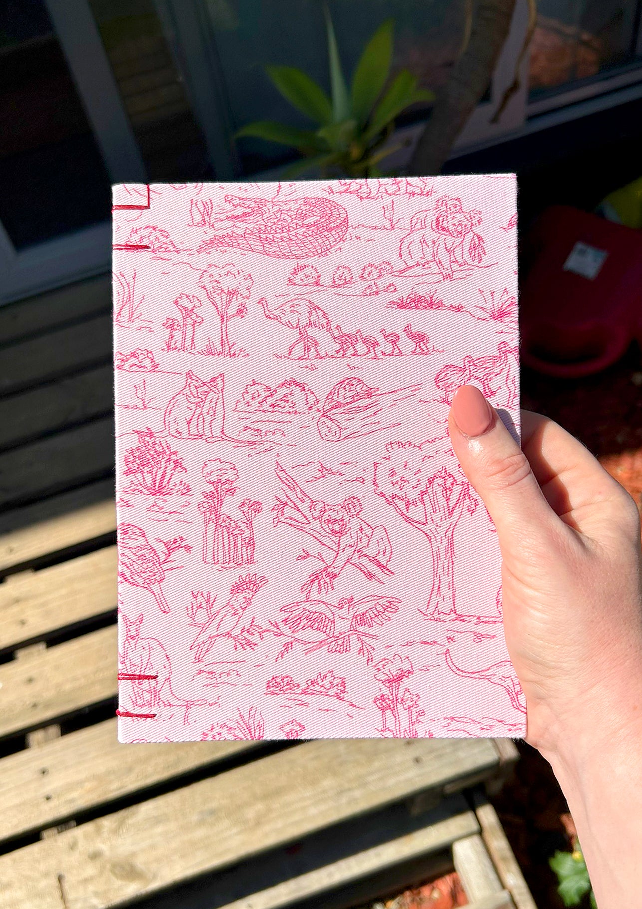 Hand-bound art journal with Outback Crew Australian animal cover by artist Laura Hamzic in Brisbane