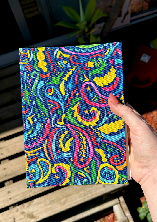Artist journal with vibrant hand-painted Paisley Days cover by Australian designer Laura Hamzic