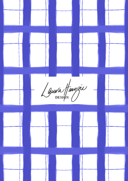 Medium-scale Lavender Gingham pattern by Laura Hamzic, Australian surface pattern designer