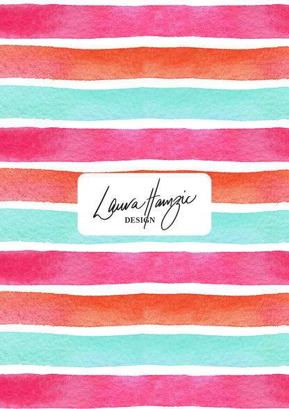 Lovers Stripe at large scale, vibrant, bold watercolour stripes with a lively coastal feel, perfect for adding dynamic energy to your space.