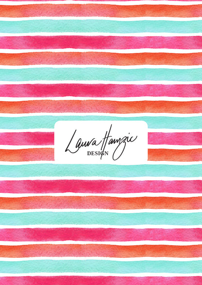 Lovers Stripe at medium scale, wide, bold watercolour stripes with playful summer colours, bringing a burst of energy and joy to any design.
