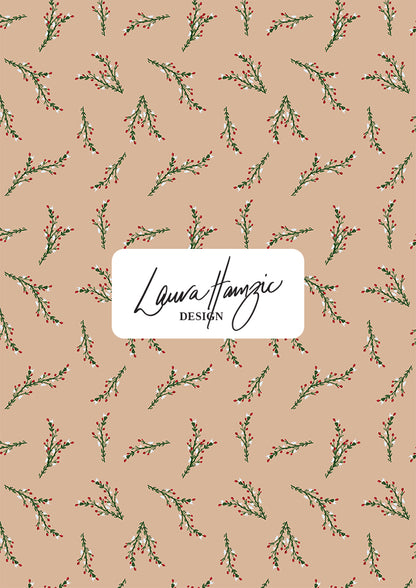 Small-scale Mock Orange Berries on Beige pattern by Laura Hamzic, Australian surface pattern designer