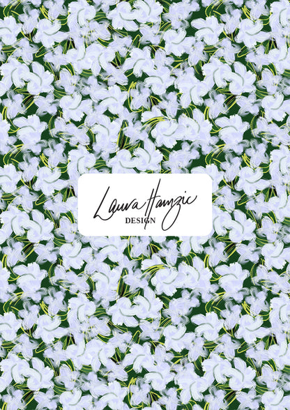 Small-scale Mock Orange Bloom floral pattern by Laura Hamzic, Australian surface pattern designer