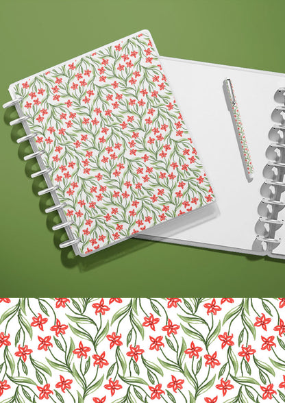 Overgrown Garden floral journal cover featuring trailing watercolour flowers and foliage — spring-inspired surface pattern design by Australian artist.