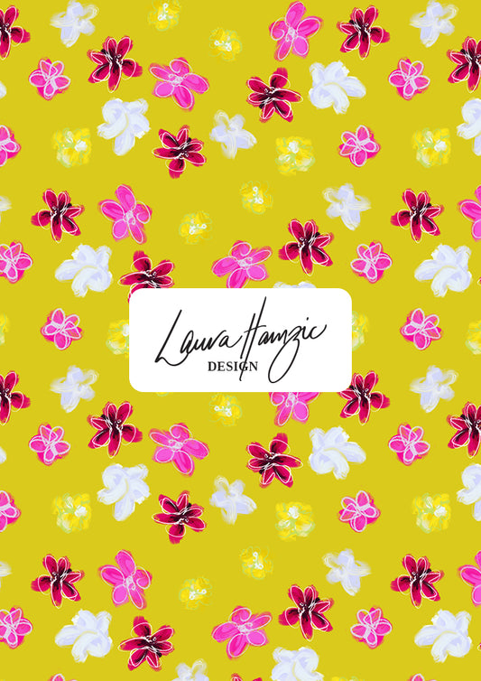 Petal Parade pattern design in a Yellow colourway by Laura Hamzic - Australian Artist - Large  Scale