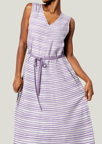 Dress mockup with the Plough Lines pattern by Laura Hamzic, Australian surface pattern designer