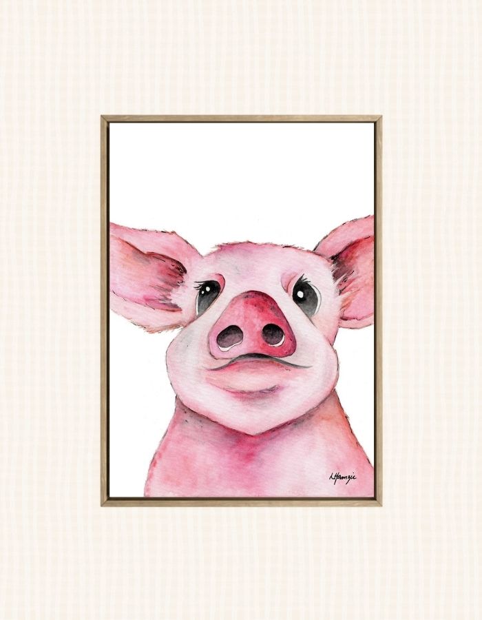 A cute farm pig captured in watercolour by Australian Artist Laura Hamzic