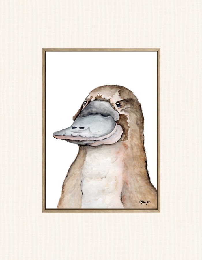 Watercolour art print of a platypus hand-painted by Laura Hamzic Australian Artist.