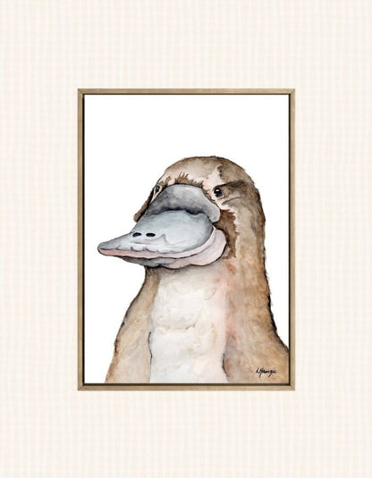 Watercolour art print of a platypus hand-painted by Laura Hamzic Australian Artist.