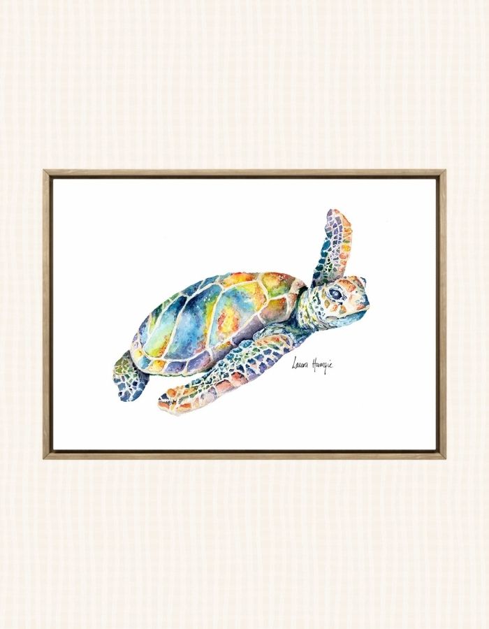 Watercolour art print of a rainbow turtle - painted by Laura Hamzic