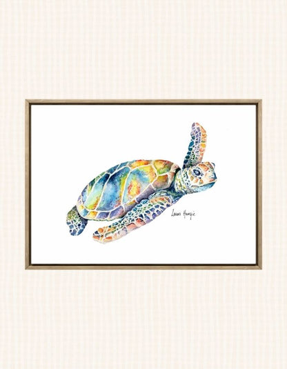 Watercolour art print of a rainbow turtle - painted by Laura Hamzic