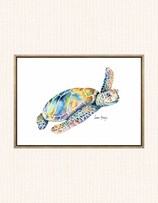 Watercolour art print of a rainbow turtle - painted by Laura Hamzic