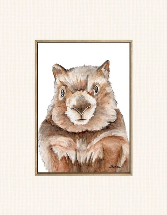 Australian Wombat captured in watercolour by Australian Artist Laura Hamzic