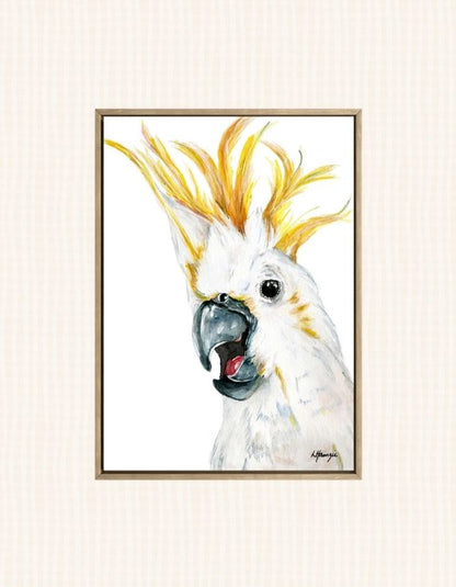 Australian Animal - Yellow-Crested Cockatoo bird captured in watercolour by Australian Artist Laura Hamzic