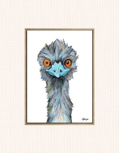 Watercolour art print of a emu hand-painted by Laura Hamzic Australian Artist.