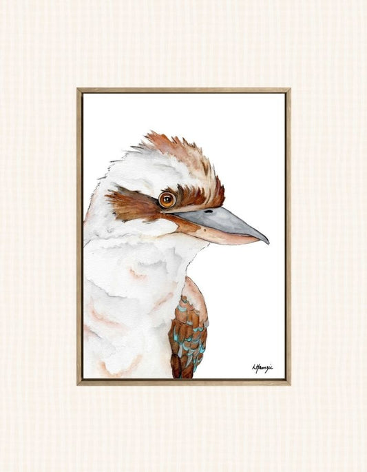 Watercolour art print of a kookaburra hand-painted by Laura Hamzic Australian Artist and Designer.