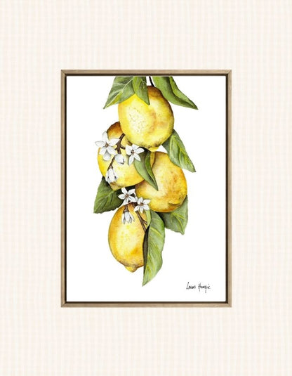 Watercolour art print of a bunch of lemons and flowers - hand-painted by Laura Hamzic