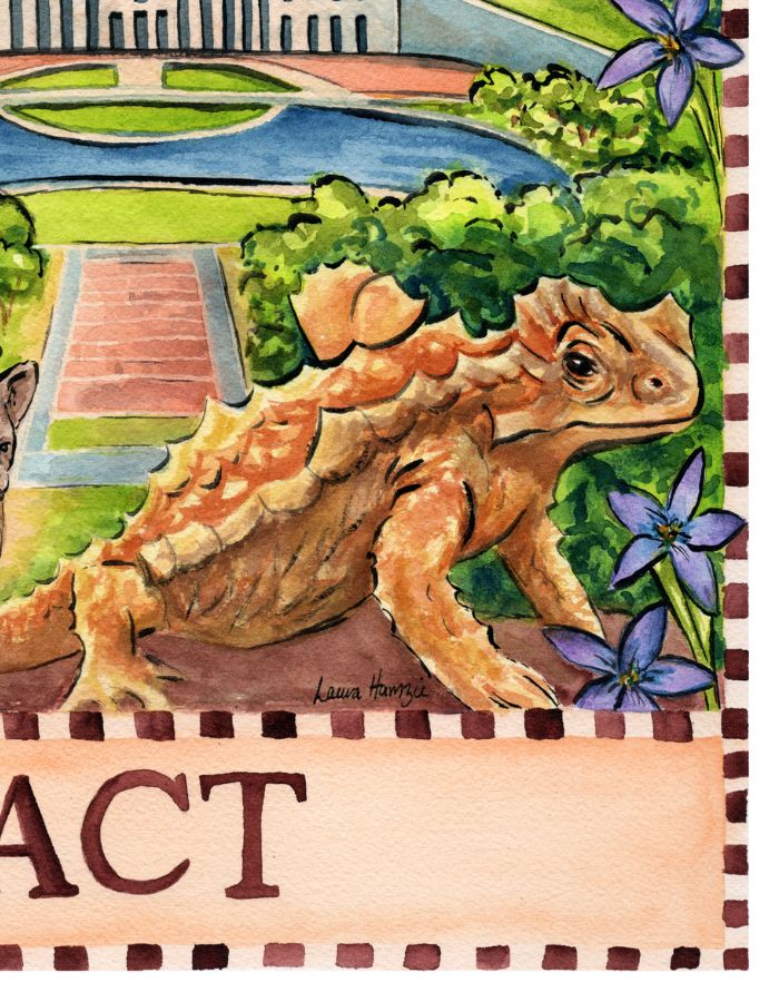 ACT wall art souvenir featuring hand-painted landmarks and iconic buildings