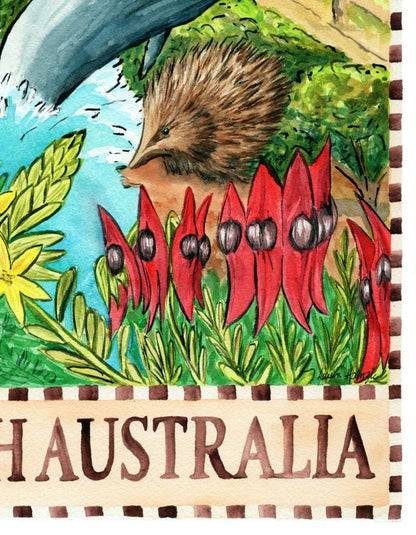 Australia South Australia souvenir print inspired by vineyards, coastlines and desert landscapes