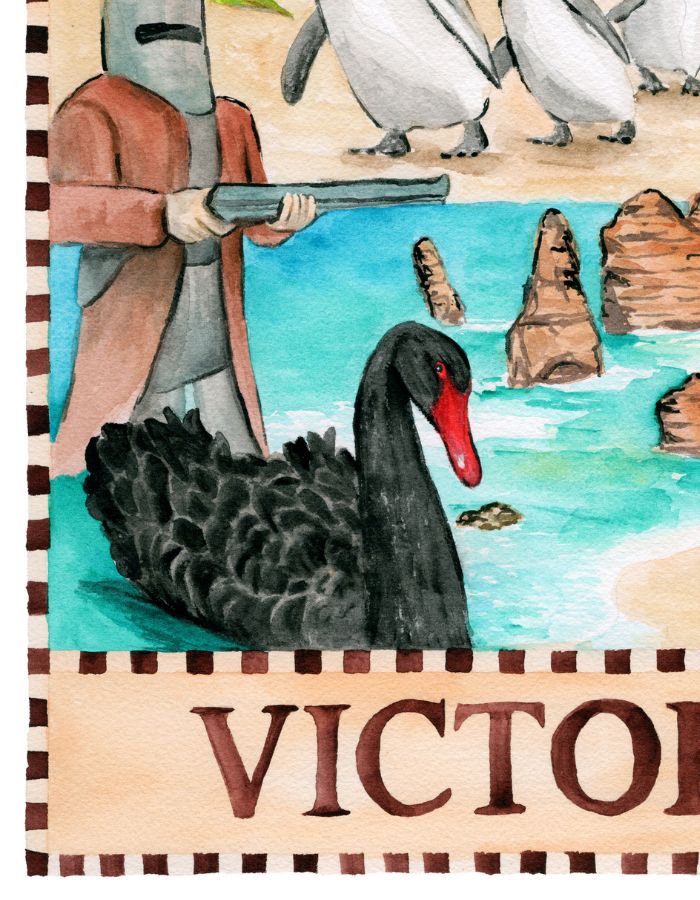 Victorian wall art souvenir featuring hand-painted landmarks and cultural icons