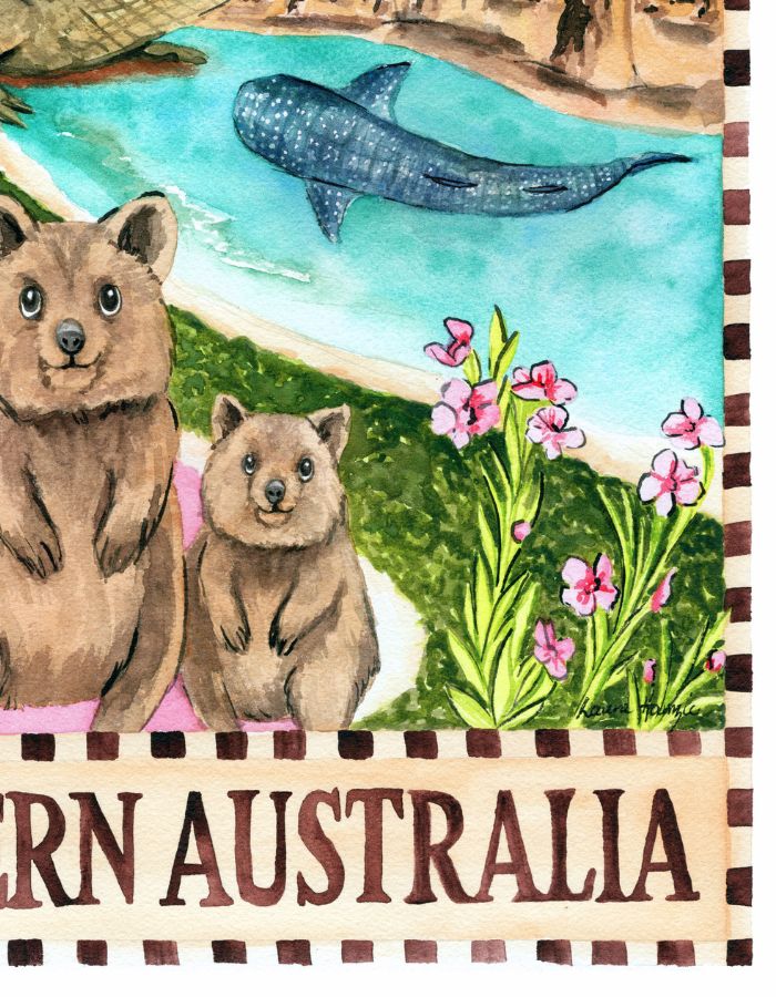 Australia WA souvenir print inspired by natural beauty, beaches and vast landscapes