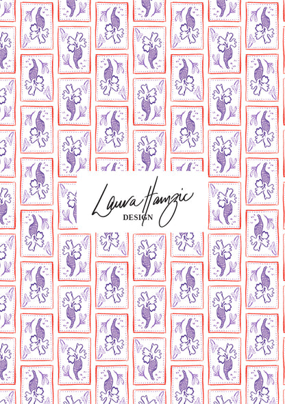 Small-scale Purple Rain pattern by Laura Hamzic, Australian surface pattern designer