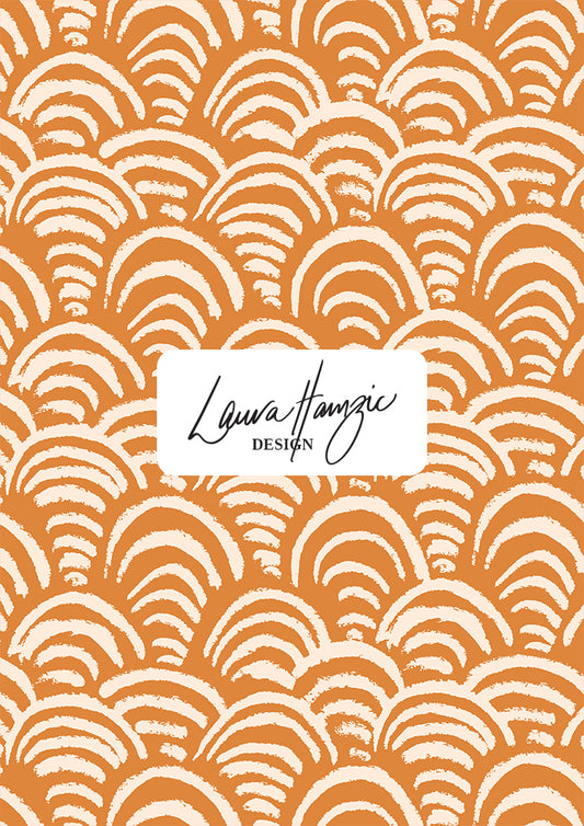 Sand Dune Scallop surface pattern – rhythmic scallop design inspired by rippling sand dunes. Hand-drawn in coloured pencil with bold texture and movement, Australian surface pattern design for kidswear, textiles, wallpaper, and summer products.