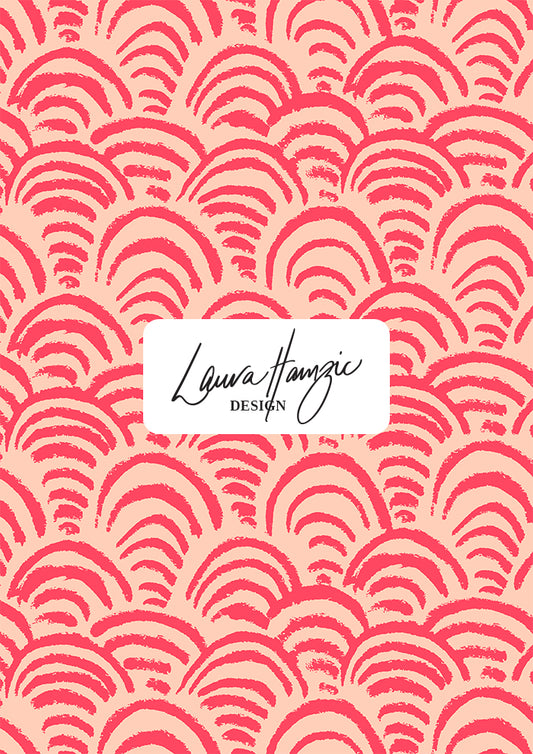 Sand Dune Scallop surface pattern – rhythmic scallop design inspired by rippling sand dunes. Hand-drawn in coloured pencil with bold texture and movement, Australian surface pattern design for kidswear, textiles, wallpaper, and summer products.