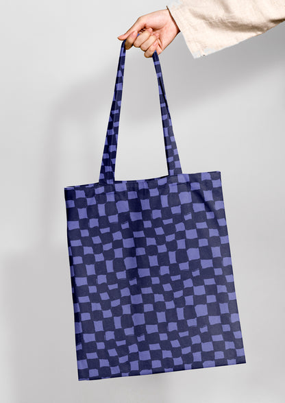 Shopping bag pattern design by Laura Hamzic - Sketchy Squares - painterly and fun