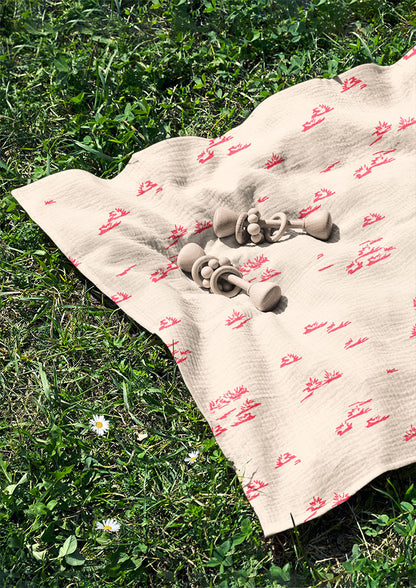 Muslin featuring Spinifex Scatter surface pattern – hand-drawn spinifex grass design, textured and natural, inspired by the Australian outback, versatile apparel and soft furnishing fabric.