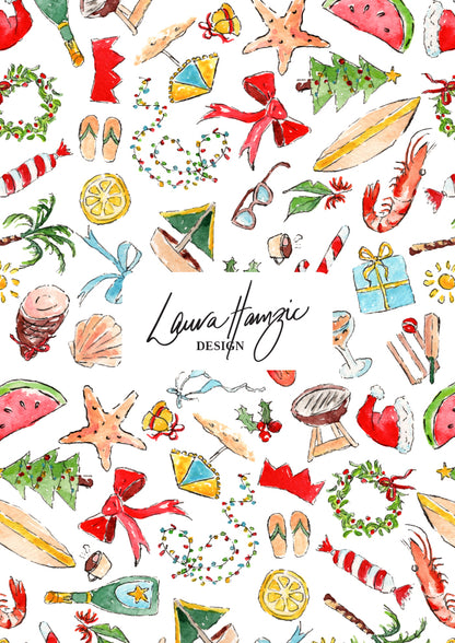 Christmas pattern design with Australian Summer elements by Sydney Pattern Designer Laura Hamzic