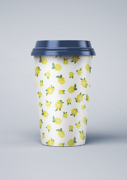 Fun coffee cup pattern design by Laura Hamzic - Sun Sprinkle artwork