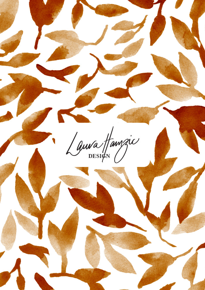 Tangled Leaves (Gold) – Delicate Watercolour Botanical Surface Pattern ...
