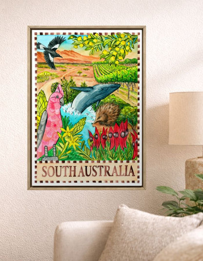 Australia South Australia souvenir print inspired by vineyards, coastlines and desert landscapes