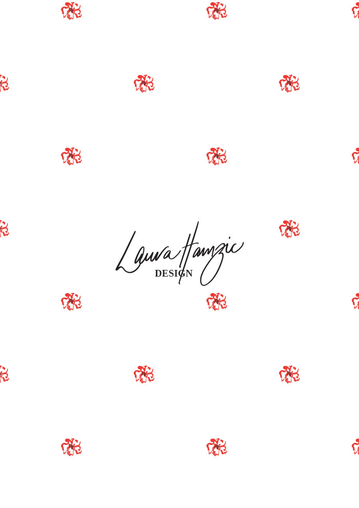 Tiny Blooms textile design hand-painted by Brisbane watercolour pattern designer Laura Hamzic. Available for licensing