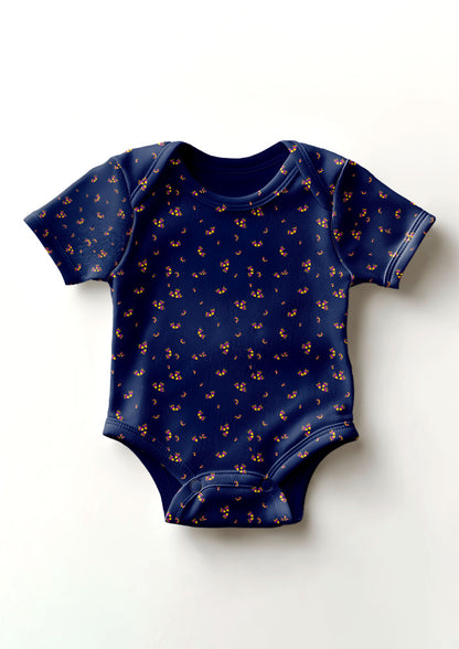 Australian onesie pattern design by Laura Hamzic - Wanderbloom features playful watercolour eucalypt blossoms scattered organically across the surface