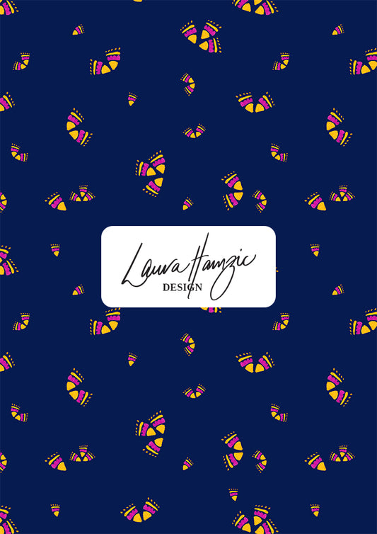 Australian pattern design by Laura Hamzic - Wanderbloom features playful watercolour eucalypt blossoms scattered organically across the surface
