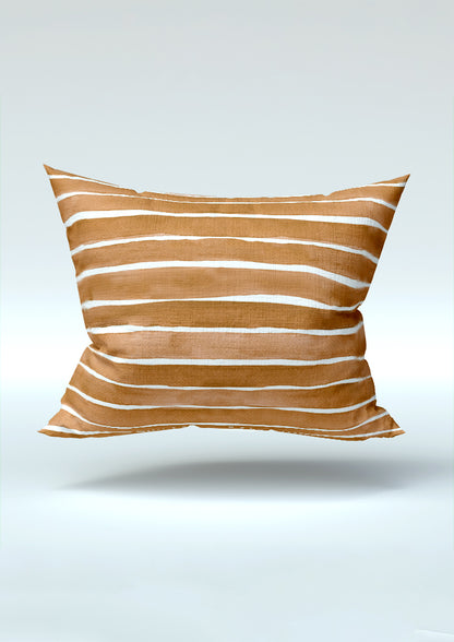 Tan Washed Stripe pattern on fabric mockup. Pattern design by Laura Hamzic, Australian Artist.