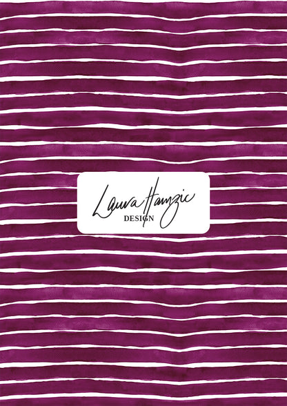 Mulberry Washed Stripe watercolour pattern, small scale, for fabrics. Pattern design by Laura Hamzic, Australian Artist.