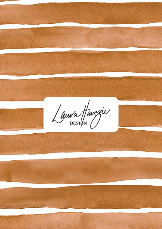 Tan Washed Stripe watercolour pattern, large scale, for textiles. Pattern design by Laura Hamzic, Australian Artist.