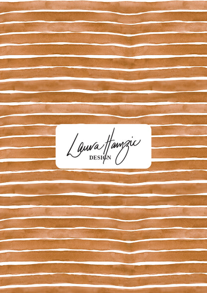 Tan Washed Stripe watercolour pattern, small scale, for fabrics. Pattern design by Laura Hamzic, Australian Artist.