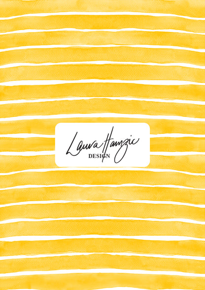 Yellow Washed Stripe watercolour pattern, medium scale, for decor. Pattern design by Laura Hamzic, Australian Artist.
